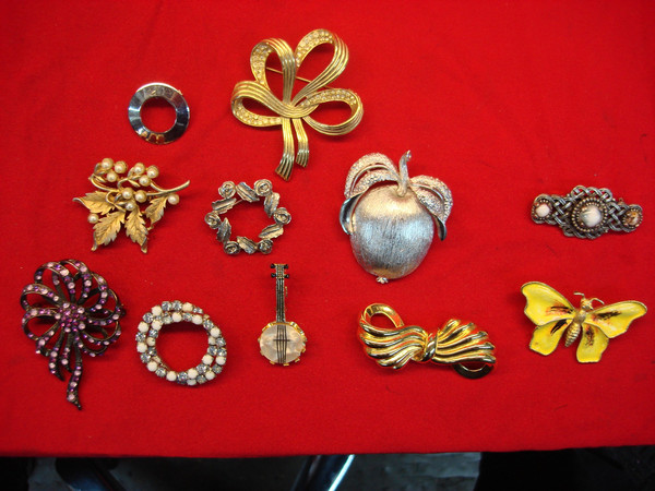 Vintage Costume Pin Lot of 10 - Unique & Usable Estate Jewelry