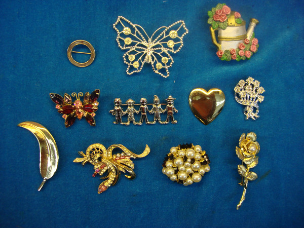 Vintage Costume Pin Lot of 10 | Unique & Usable Estate Jewelry
