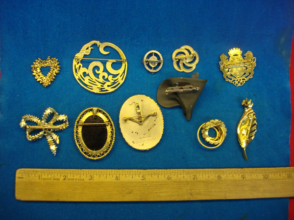 Vintage Costume Pin Lot of 10 - Unique & Usable Pins