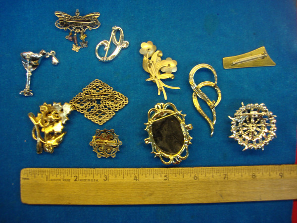 Vintage Costume Pin Lot of 10 - Unique Designs, Collectible & Usable