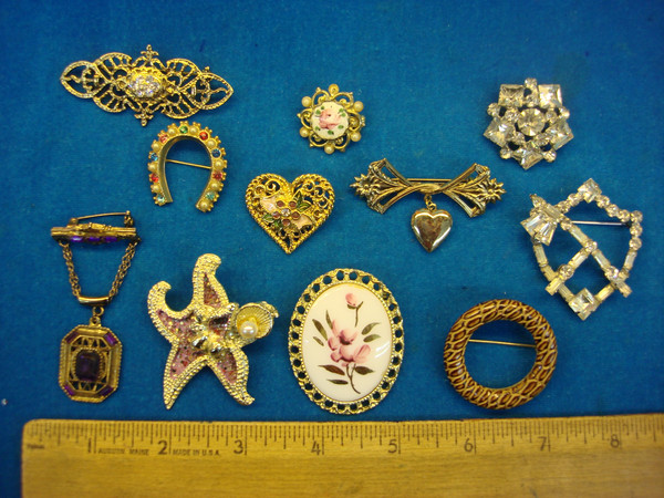 Vintage Costume Pin Lot of 10 - Unique & Usable Pins for Jackets, Bags & More