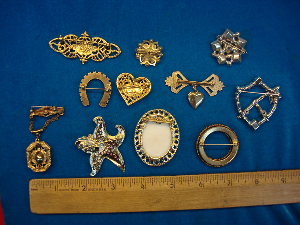 Vintage Costume Pin Lot of 10 - Unique & Usable Pins for Jackets, Bags & More