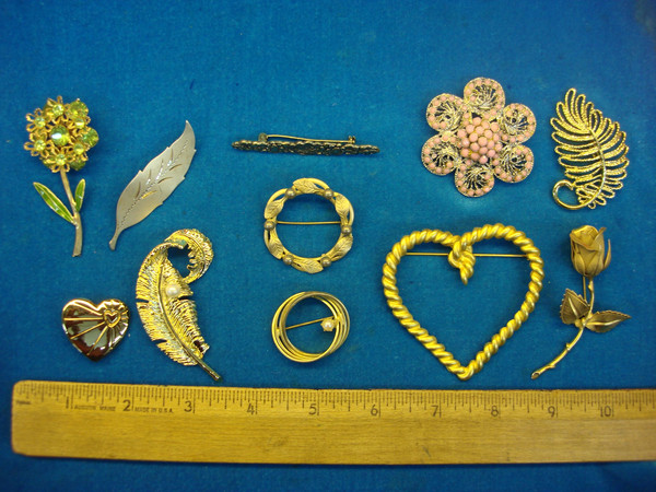 Vintage Costume Pin Lot of 10 - Unique Designs & Collectible Finds
