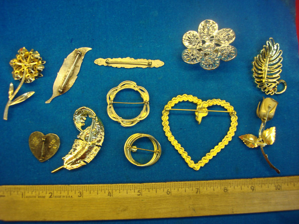 Vintage Costume Pin Lot of 10 - Unique Designs & Collectible Finds