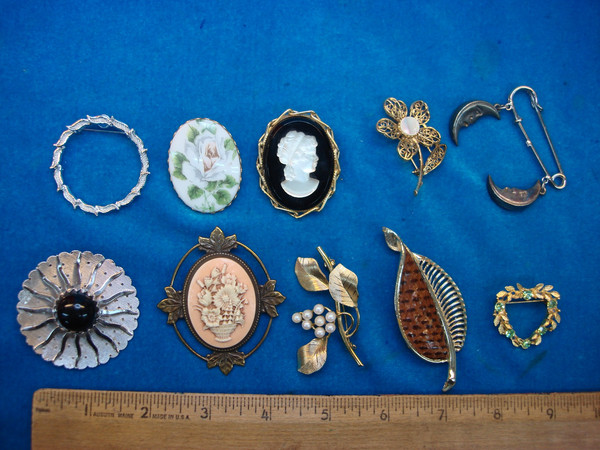 Vintage Estate Jewelry Pin Lot of 10 - Unique & Usable Designs