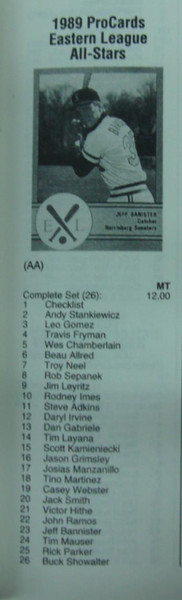 1989 Eastern League All-Stars & Leaders ProCards Set (Andy Stankiewicz, Travis Fryman, More!)