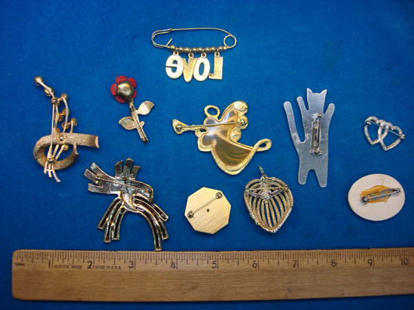 Vintage Estate Jewelry Lot of 10 Unique Pins - Costume Pin Collection