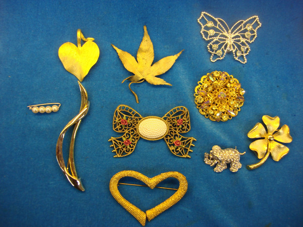 Vintage Costume Pin Lot of 10 - Unique & Usable Estate Jewelry