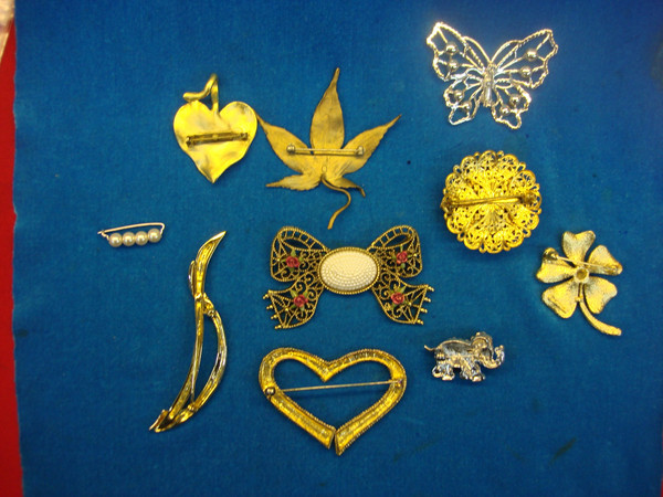 Vintage Costume Pin Lot of 10 - Unique & Usable Estate Jewelry