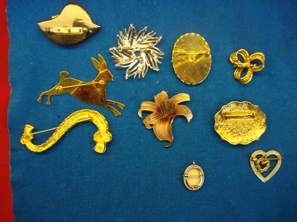 Vintage Estate Jewelry Pin Lot of 10 - Unique & Usable Costume Pins