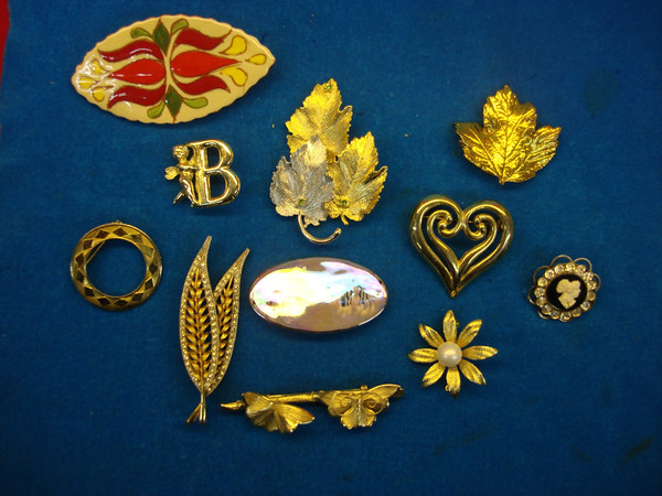 Vintage Costume Pin Collection (10-Piece Lot) - Unique & Usable Designs
