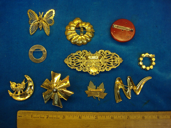 Vintage Costume Pin Collection (10 Piece Lot) - Unique & Usable Designs