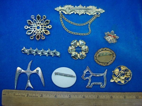 Vintage Estate Jewelry Pin Lot of 10 - Unique & Usable Designs