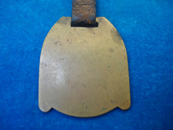 Vintage International Harvester Crawler Dozer Brass Keychain - Leather Strap