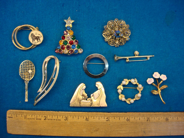 Vintage Costume Pin Collection - 10 Unique & Usable Pins