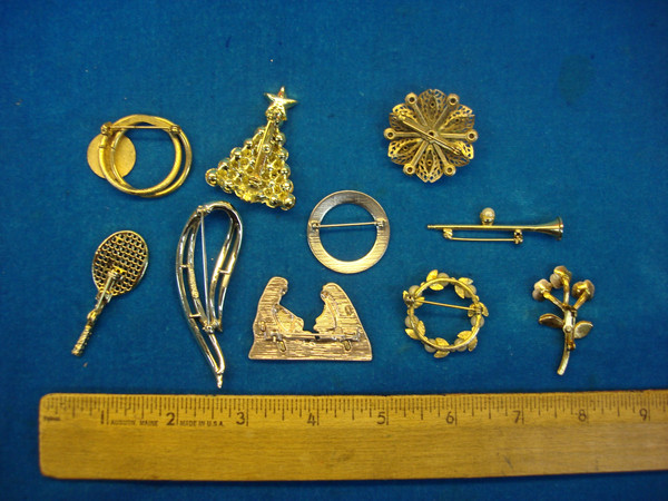 Vintage Costume Pin Collection - 10 Unique & Usable Pins