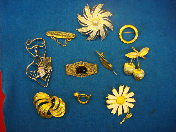 Estate Jewelry Lot of 10 Unique Costume Pins - Assorted Designs
