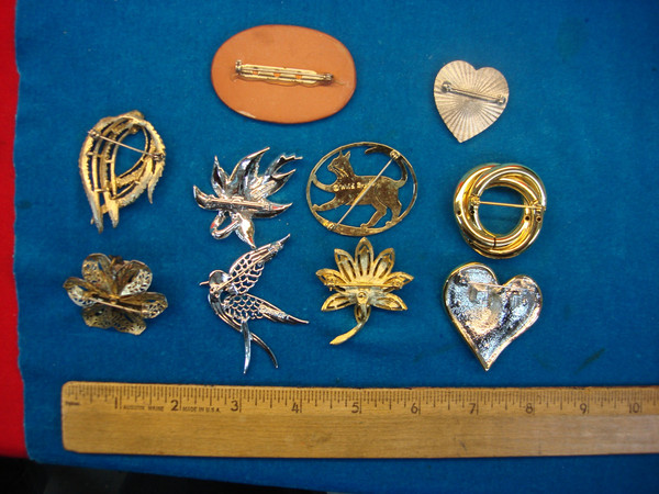 Vintage Estate Jewelry Lot of 10 Unique Pins - Collectible & Usable