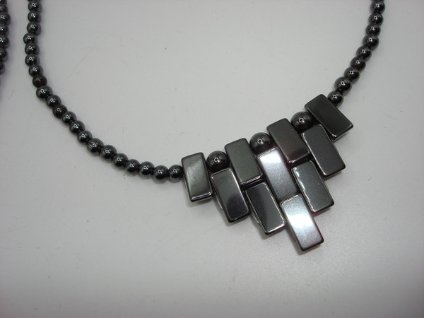 Vintage 1980s Hematite Necklace - 30 Inch, Genuine, Unique Design