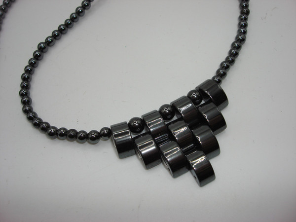 Vintage 1980s Hematite Necklace - 30 Inch, Genuine, Unique Design