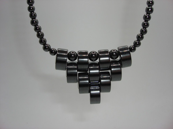 Vintage 1980s Hematite Necklace - 30 Inch, Genuine, Unique Design