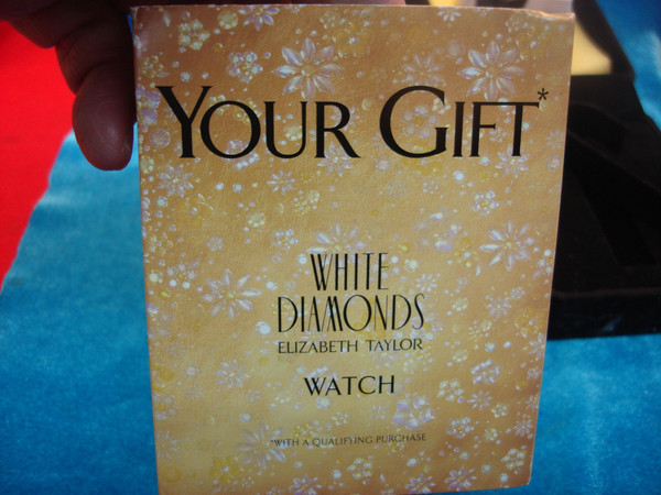 Vintage Liz Taylor White Diamonds Quartz Ladies Watch - Gold-Tone, Mother-of-Pearl Dial, Original Packaging