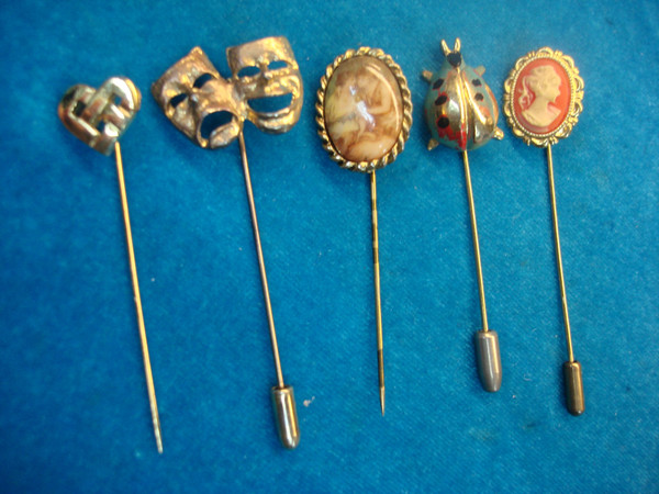 Vintage Stick Pin Collection (5pc) - Unique Estate Finds with Safety Ends