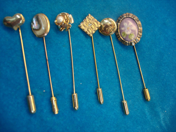 6 Vintage Stick Pins - Unique Estate Collection - Pretty Designs
