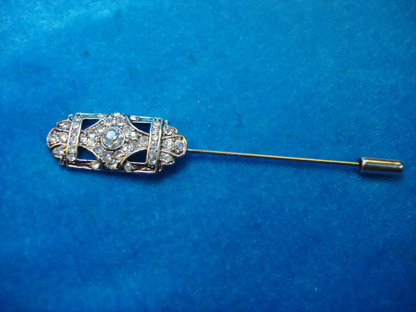 Vintage Silver Tone Stick Pin with Sparkling Brilliants - Unique Estate Find
