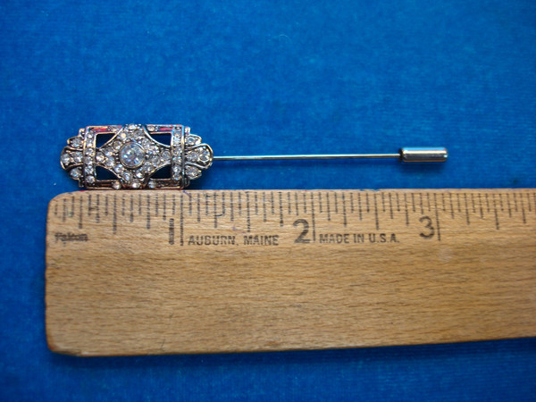 Vintage Silver Tone Stick Pin with Sparkling Brilliants - Unique Estate Find