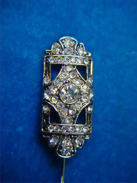 Vintage Silver Tone Stick Pin with Sparkling Brilliants - Unique Estate Find