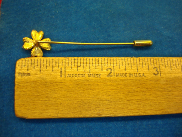 Vintage Cream Enamel Flower Stick Pin - Estate Find