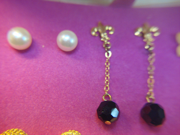 Vintage 5 Pairs Fashion Earrings w/14k Gold Studs - New in Box