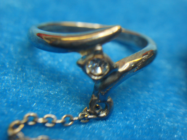 Vintage Silver-Tone Slave Ring Set with Simulated Diamond & Butterfly Accent, Size 6
