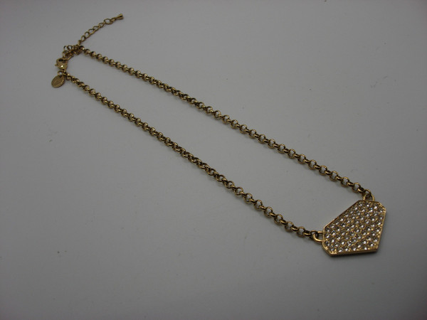 Vintage Swarovski Crystal Pendant Necklace (Gold-Tone, 14.5