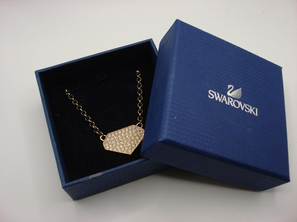 Vintage Swarovski Crystal Pendant Necklace (Gold-Tone, 14.5