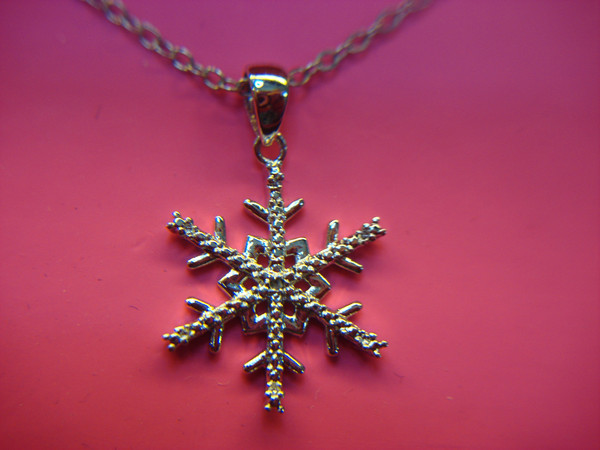 Genuine Diamond Snowflake Pendant Necklace - Vintage Estate Treasure