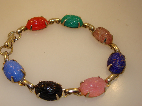 Vintage 1950s Glass Scarab Bracelet | Estate Find, 7
