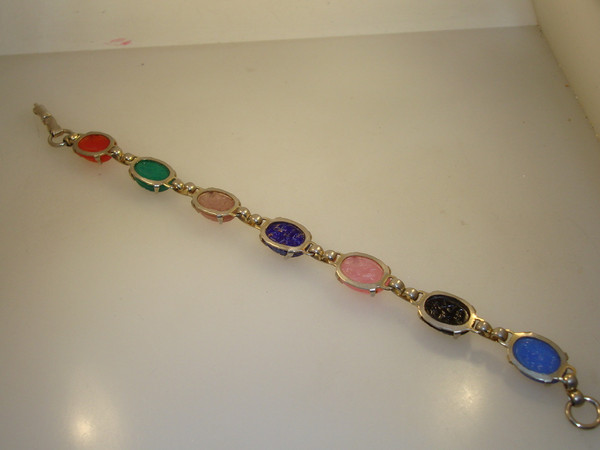 Vintage 1950s Glass Scarab Bracelet | Estate Find, 7