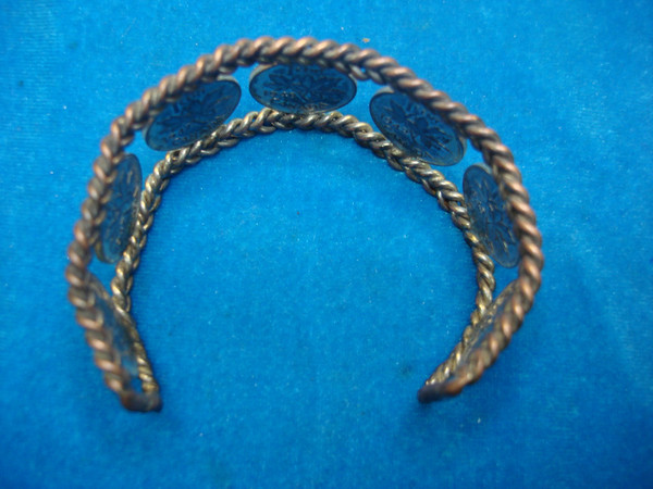 Vintage Copper & Silver Wash Penny Cuff Bracelet - King George VI Coins