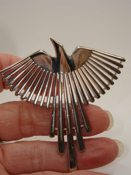 Vintage Jonette Silver Phoenix Bird Pin (1988) Signed JJ - Excellent Condition