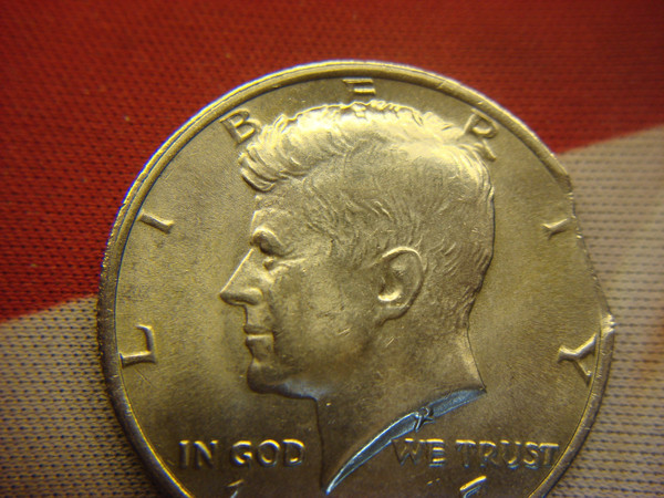 1977 Kennedy Half Dollar with Die Clip - Rare Minting Error, Nice Condition