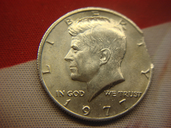 1977 Kennedy Half Dollar with Die Clip - Rare Minting Error, Nice Condition