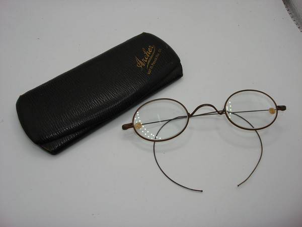 Antique Victorian Child's Eyeglasses - Original Leather Case & '22' Stickers