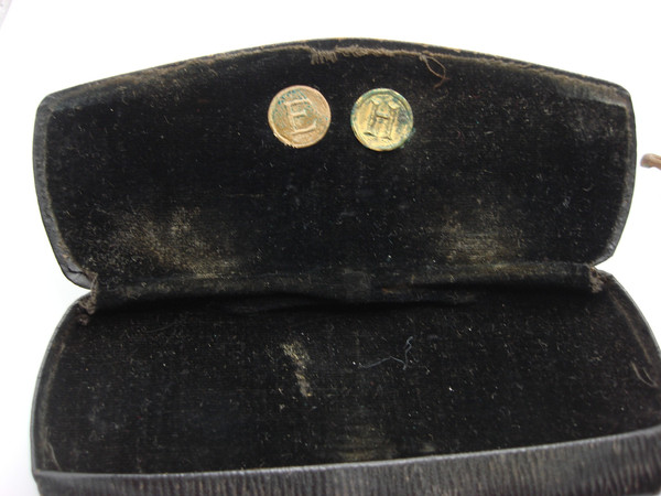 Antique Victorian Child's Eyeglasses - Original Leather Case & '22' Stickers