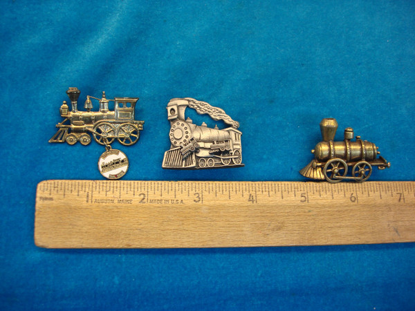 Vintage Steam Locomotive Pin Set of 3 - Includes Stud Earrings!