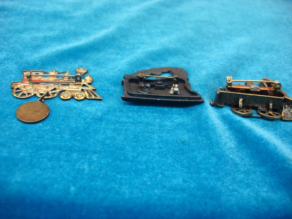 Vintage Steam Locomotive Pin Set of 3 - Includes Stud Earrings!