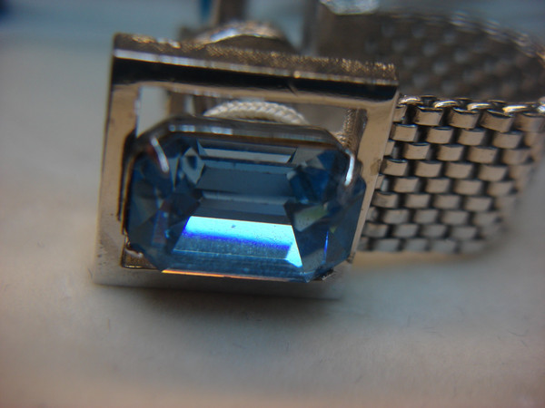 Vintage Pierre Cardin Silver-Tone Cufflinks with Blue Stones - Unworn Condition
