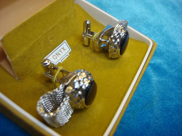 Vintage Swank Onyx Cufflinks - Unused Condition #62