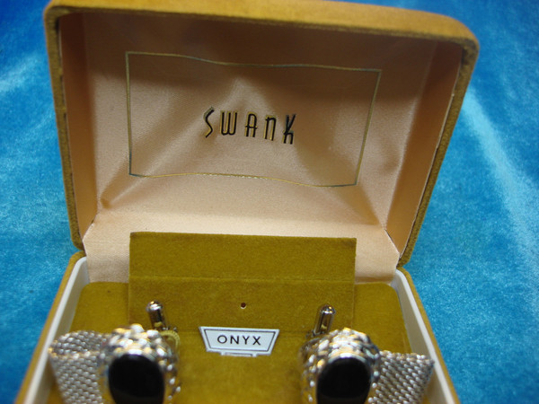 Vintage Swank Onyx Cufflinks - Unused Condition #62